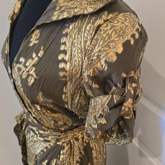 Diane Von Furstenberg Gold and Brown Midi Dress - Picture 8 of 17